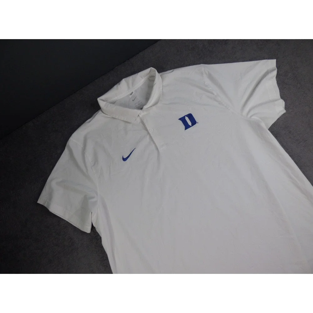 Nike Duke Blue Devils Dri-FIT Polo Shirt Mens 3XL White Blue 02F8-10A 12598